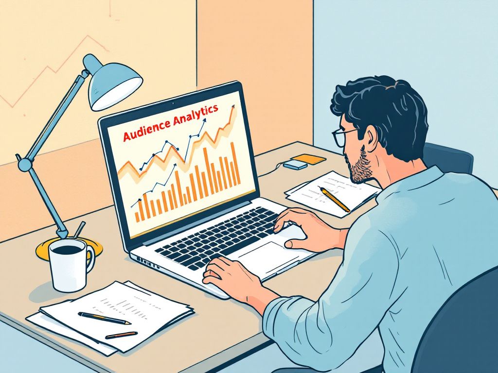 Author using analytics dashboard to track audience engagement